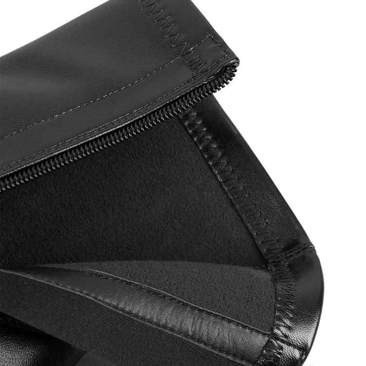 Statement Paneled Zipper Pointed Toe Wedge Platform Boots - Image 4