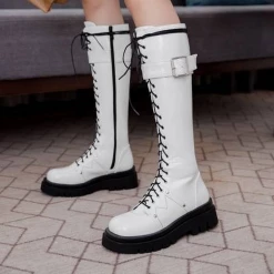 Punk Round Toe Platform Lace Up Belt Buckle Boots 8 Punk Round Toe Platform Lace Up Belt Buckle Boots -AKIRA Shop 058b38fb05c489e9717d22037160c086 750x