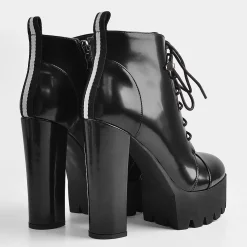 Goth Black Lace Up Chunky Heel PU Ankle Booties -AKIRA Shop 0b2f10949d21b0d43124ba774ecab8c7 750x