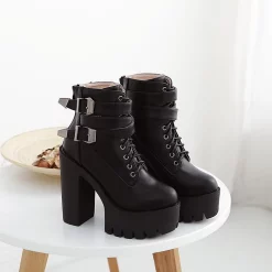 Double Buckle Strap Platform Boots 8 Double Buckle Strap Platform Boots -AKIRA Shop 18f62fc657c4a9059425345cfadb658d 750x