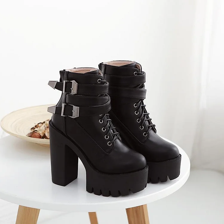 Double Buckle Strap Platform Boots 5 Double Buckle Strap Platform Boots - Image 3