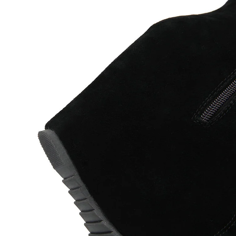 Lace Up Color Block Zipper Platform Wedges Boots - Image 5