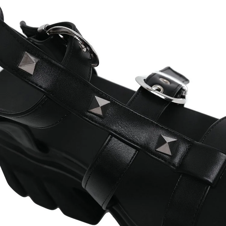 Rome Cutout Buckle Straps Rivets Sandals - Image 6