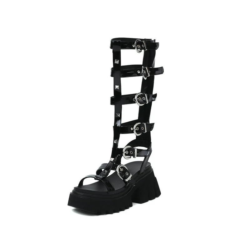 Rome Cutout Buckle Straps Rivets Sandals - Image 2