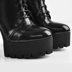 Goth Black Lace Up Chunky Heel PU Ankle Booties -AKIRA Shop 52c0e64b3f150e992f6be5089d7d1aa5 750x