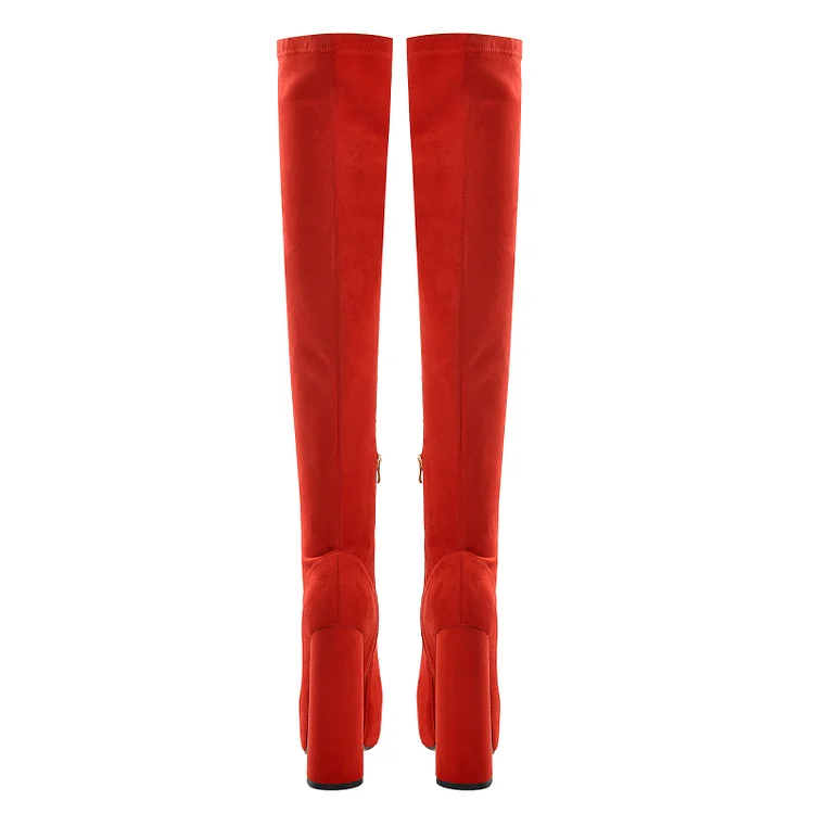 Chunky Heel Over The Knee High Platform Boots - Image 2