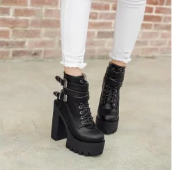 Double Buckle Strap Platform Boots