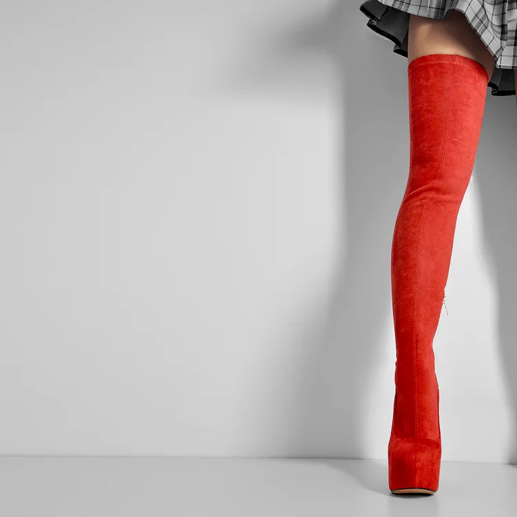 Chunky Heel Over The Knee High Platform Boots - Image 4
