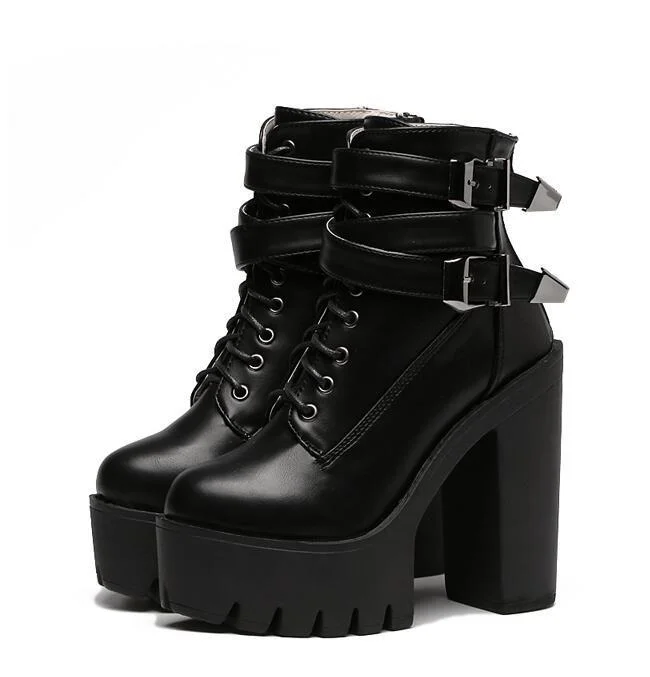 Double Buckle Strap Platform Boots 6 Double Buckle Strap Platform Boots - Image 4