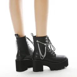 Lace Up Chains High Platform Ankle Booties