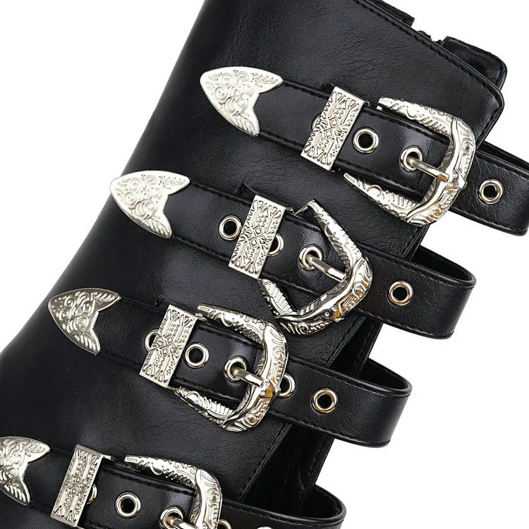 Punk Metallic Cutout Rivets Straps Platform Sandals - Image 4