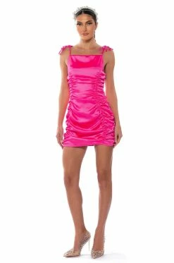 ADA RUCHED SLEEVELESS MINI DRESS -AKIRA Shop ada ruched sleeveless mini dress pink 3 3