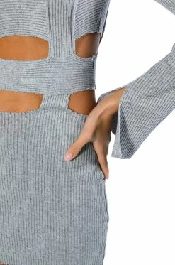 ALICIA KNIT CUT OUT MINI DRESS -AKIRA Shop alicia cutout knit mini dress heather grey 8 8