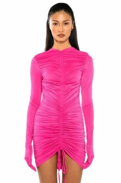 ALL THAT RUCHED BODYCON GLOVED MINI DRESS