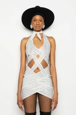 ALL WRAPPED UP RHINESTONE MINI DRESS