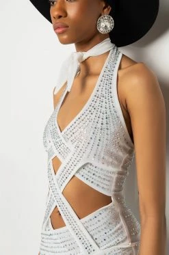 ALL WRAPPED UP RHINESTONE MINI DRESS -AKIRA Shop all wrapped up rhinestone mini dress white 6 6