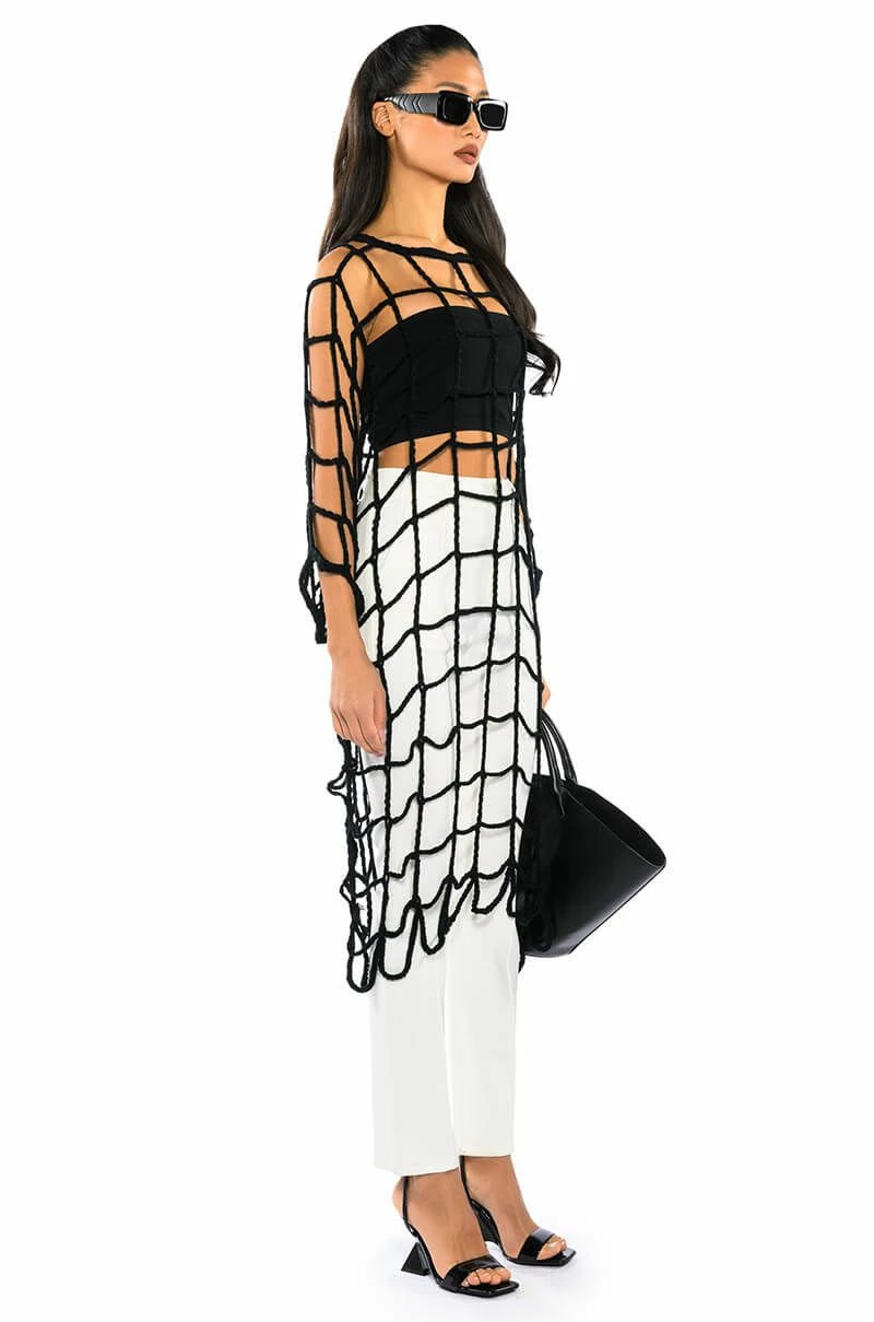 AMARA WIDE KNIT LONG SLEEVE MIDI DRESS - Image 2