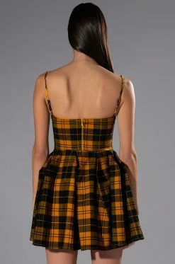 ANGEL BABY RHINESTONE DETAIL CORSET PLAID MINI DRESS -AKIRA Shop angel baby rhinestone detail corset plaid mini dress yellow multi 6 6 c1