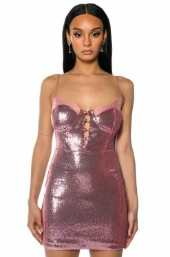 BRIELLA SEQUIN SPAGHETTI STRAP MINI DRESS
