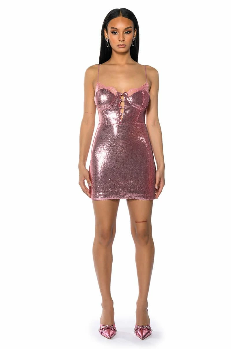 BRIELLA SEQUIN SPAGHETTI STRAP MINI DRESS - Image 2
