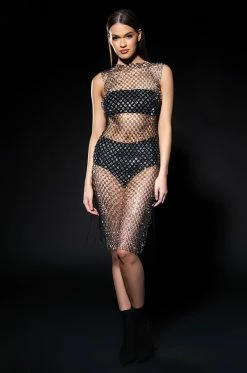 BRING ON THE BLING SHEER MIDI DRESS