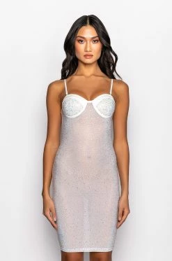 CATCH UP RHINESTONE MINI DRESS -AKIRA Shop catch up rhinestone mini dress white 3 3