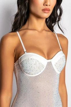 CATCH UP RHINESTONE MINI DRESS -AKIRA Shop catch up rhinestone mini dress white 6 6
