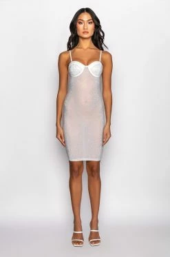 CATCH UP RHINESTONE MINI DRESS -AKIRA Shop catch up rhinestone mini dress white 7 7