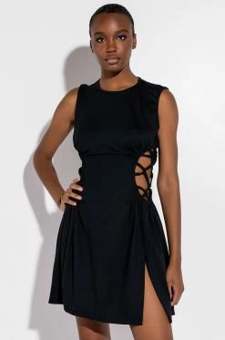 CAUGHT UP IN THE TWIST MINI DRESS WITH SLIT