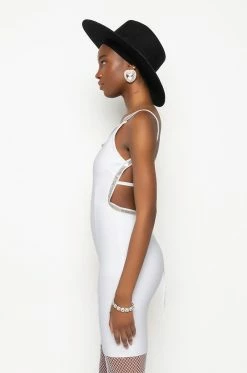 CHIC CHICK BANDAGE KNIT LOW BACK RHINESTONE DETAIL MINI DRESS -AKIRA Shop chic chick bandage knit low back rhinestone detail mini dress white 5 5