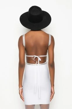CHIC CHICK BANDAGE KNIT LOW BACK RHINESTONE DETAIL MINI DRESS -AKIRA Shop chic chick bandage knit low back rhinestone detail mini dress white 6 6