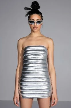 COSMIC LOVE STRAPLESS MINI DRESS