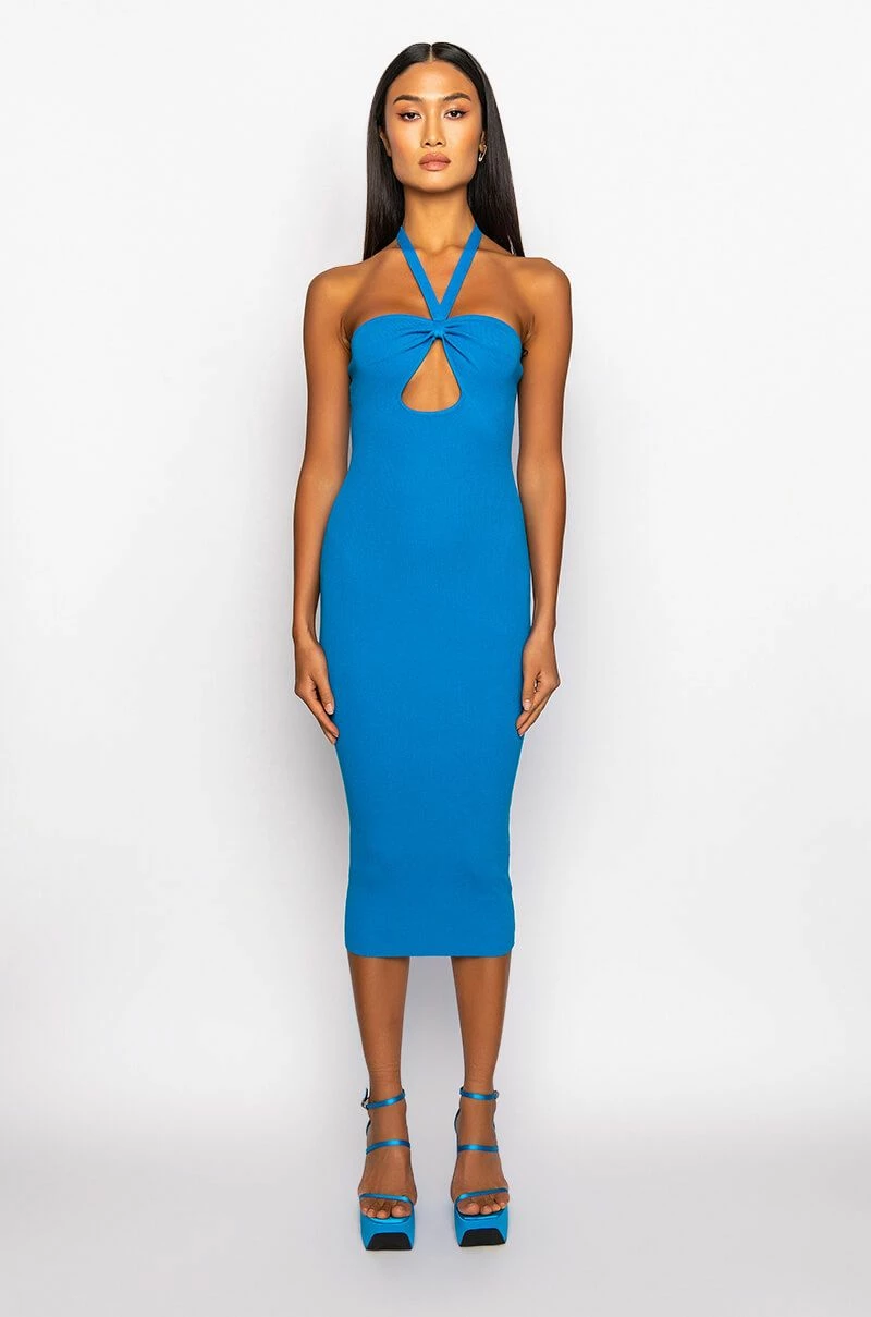 CUTOUT SWEATER RIBBED MIDI DRESS - Image 2