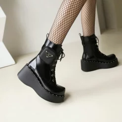 Statement Pockets Lace Up Rivets Zipper Platform Velvet Boots -AKIRA Shop d28cabf85b7735044703310eff2683cd 750x