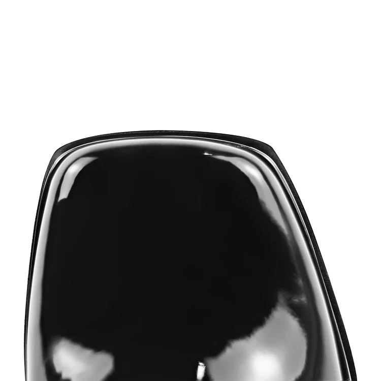 Black Buckle Straps Decoration Square Toe High Chunky Heel Platform Boots - Image 4