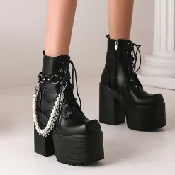 Square Toe Detachable Pearls & Chain Decoration Fleece Platform Boots 10 Square Toe Detachable Pearls & Chain Decoration Fleece Platform Boots -AKIRA Shop ddba4cc6a30ade26c990a289c04e02b0 750x
