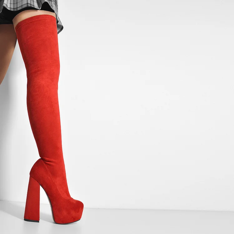 Chunky Heel Over The Knee High Platform Boots - Image 5
