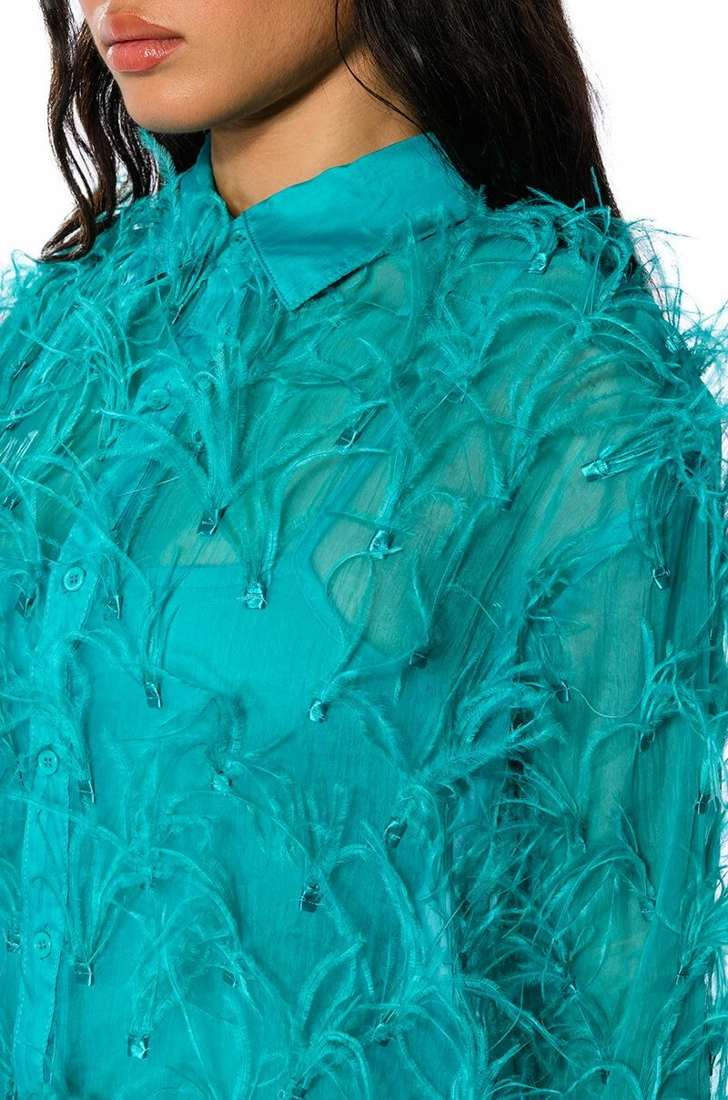 ELSIE FEATHER DETAIL SHIRT DRESS - Image 7