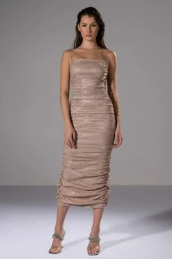 FALLING STAR SHIMMER RUCHED MAXI DRESS