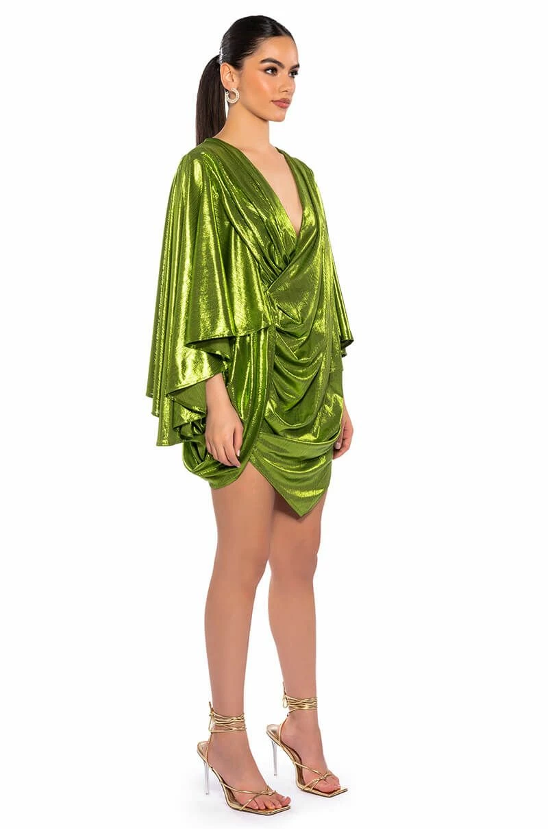 FANTASY DRAPED METALLIC MINI DRESS - Image 4