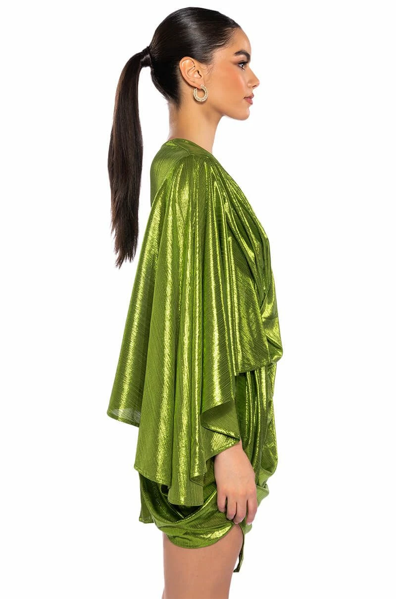 FANTASY DRAPED METALLIC MINI DRESS - Image 5
