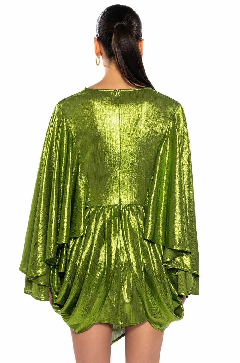 FANTASY DRAPED METALLIC MINI DRESS - Image 6