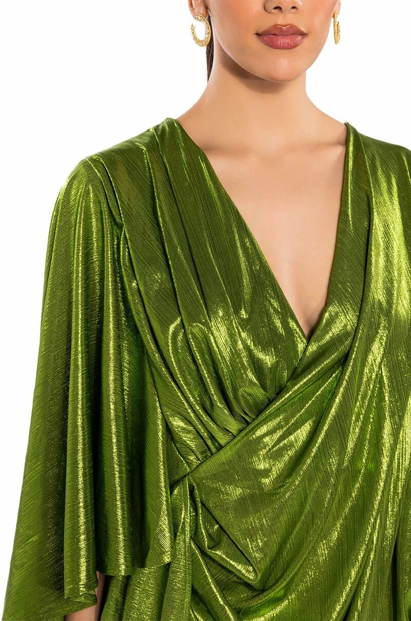 FANTASY DRAPED METALLIC MINI DRESS - Image 8