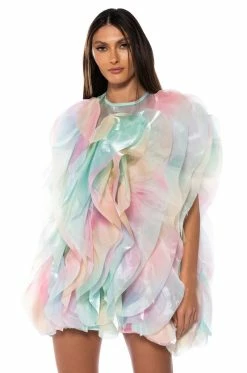 FLOAT LIKE A BUTTERFLY MINI FASHION DRESS IN BLUE MULTI