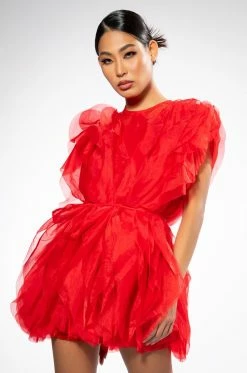FLOAT LIKE A BUTTERFLY MINI FASHION DRESS IN RED