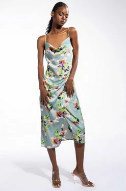 FLORAL PICTURE OF CLASS SATIN SLIP DRESS
