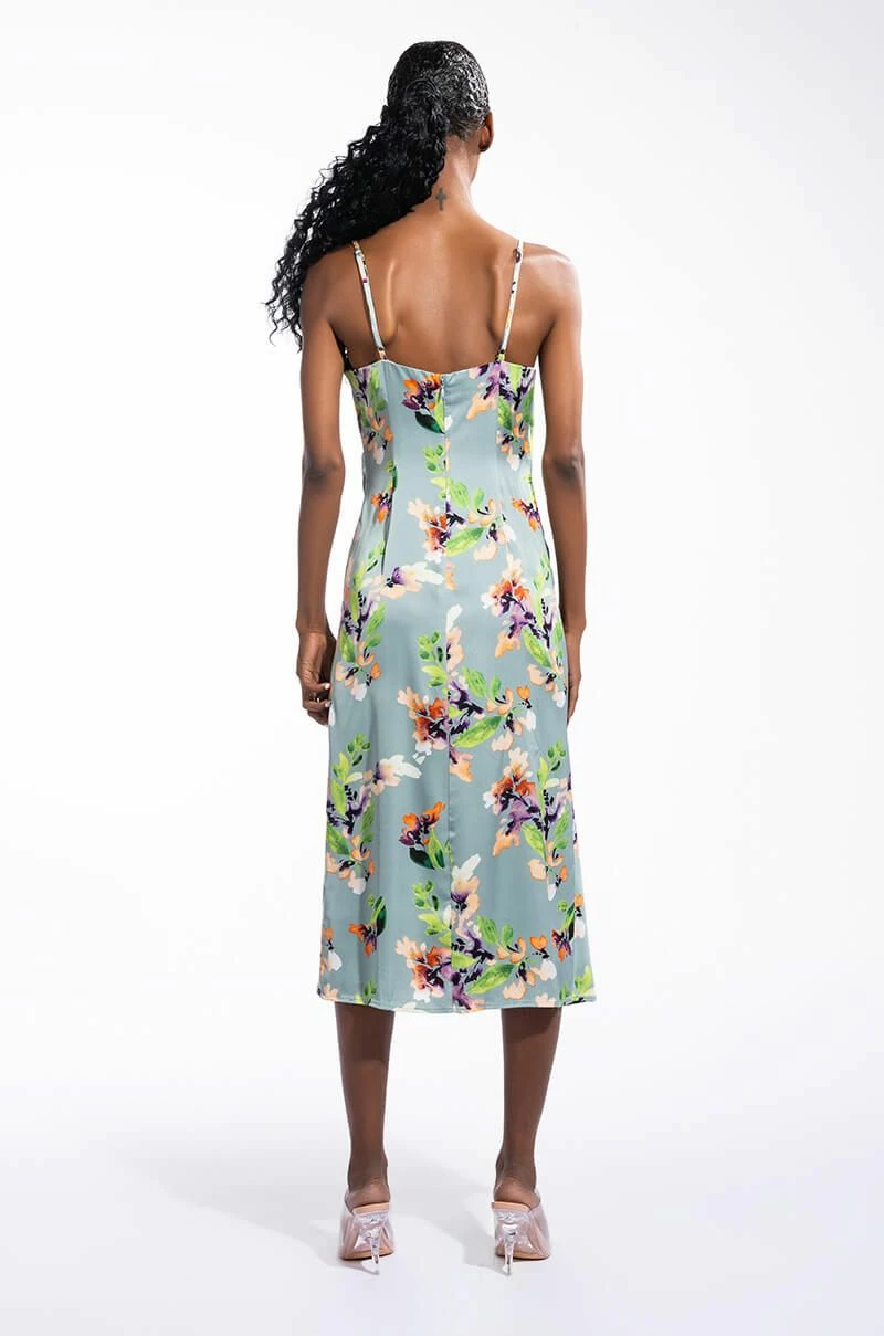 FLORAL PICTURE OF CLASS SATIN SLIP DRESS - Image 4