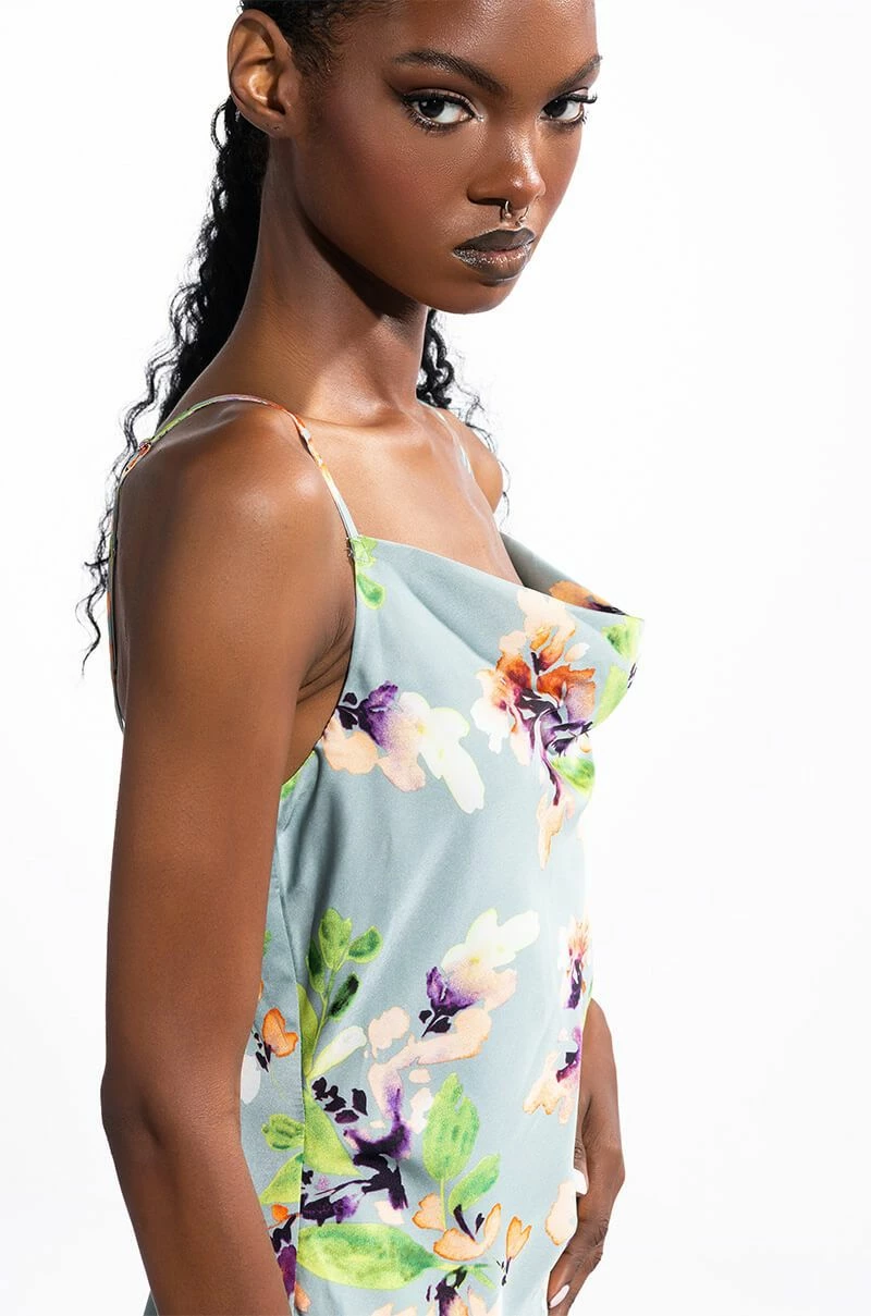 FLORAL PICTURE OF CLASS SATIN SLIP DRESS - Image 5