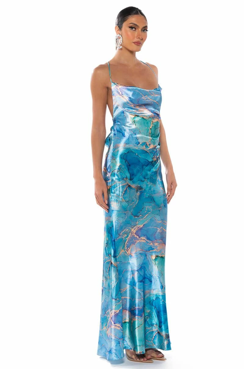 GOING UP SATIN MAXI DRESS IN BLUE 4 GOING UP SATIN MAXI DRESS IN BLUE - Image 2
