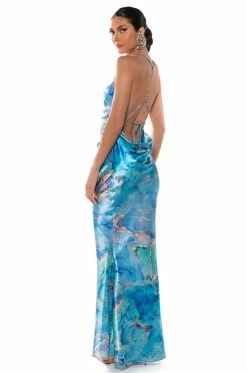 GOING UP SATIN MAXI DRESS IN BLUE 10 GOING UP SATIN MAXI DRESS IN BLUE -AKIRA Shop going up satin maxi dress in blue blue 3 3